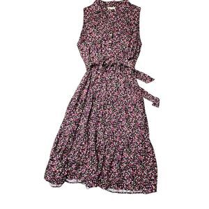 jane & delancey Black Floral Sleeveless Dress Large
